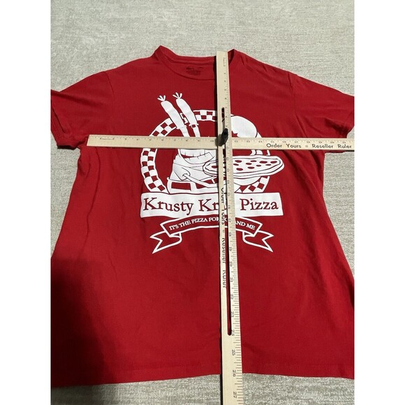 Nickelodeon SpongeBob Shirt Men’s Large Red Graphic Tee Krusty Krab Pizza - Picture 4 of 8